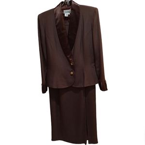 Vintage Miss Jackson's of Tulsa 100% Silk Jacket & Skirt Suit Maxi Size 8